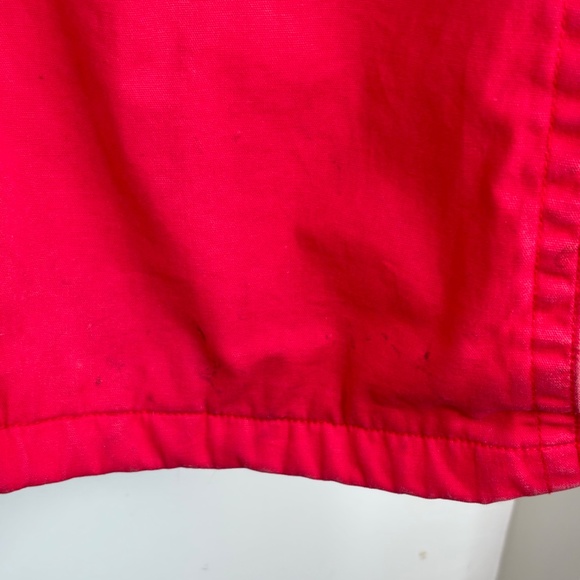 VTG 90s Boat Works Fisherman Chore Coat L Red Stripe Nautical Yacht Sailing Barn - Picture 9 of 16